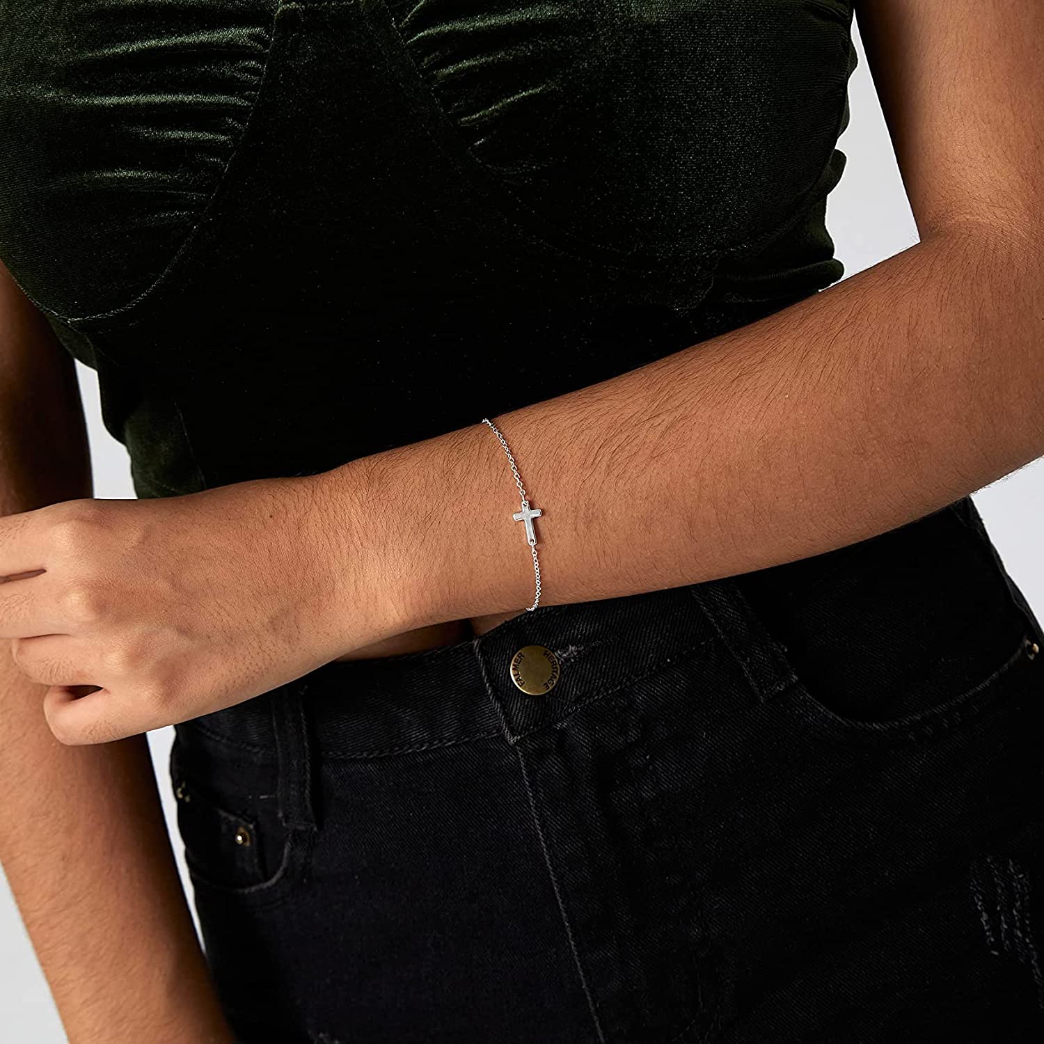 Kyerlyn 14K Gold Plated Handmade Dainty Dot Bracelet Cute Thin Everyday Bracelets for Women Men Size 6.5"+2" Extender - Image 2